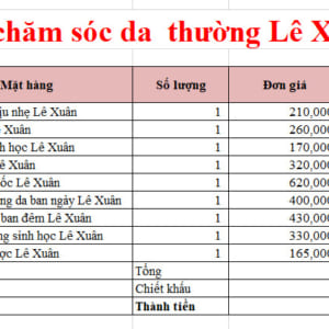 Bảng giá bộ chăm sóc da khoẻ đẹp Lê Xuân